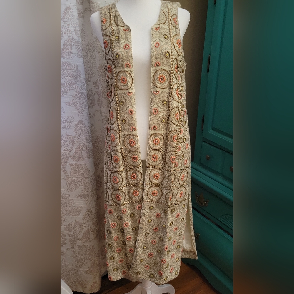 Soft Surroundings Beaded Earthy Toned Vest